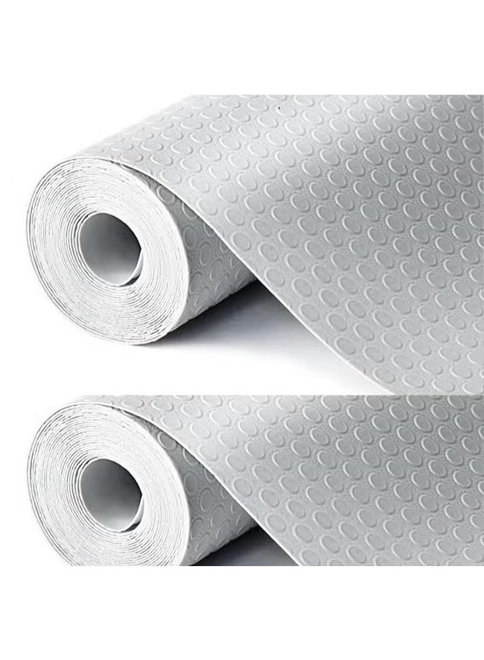 MunKan Shelf Liner for Kitchen (2 Rolls (45 x 150cm) Non-Adhesive Drawer Mats, Non-Slip Food Grade EVA Drawer Liner, Stain-Proof Liner for Shelf, Refrigerator, Cupboard, and Desk ( Grey ) - Image 1